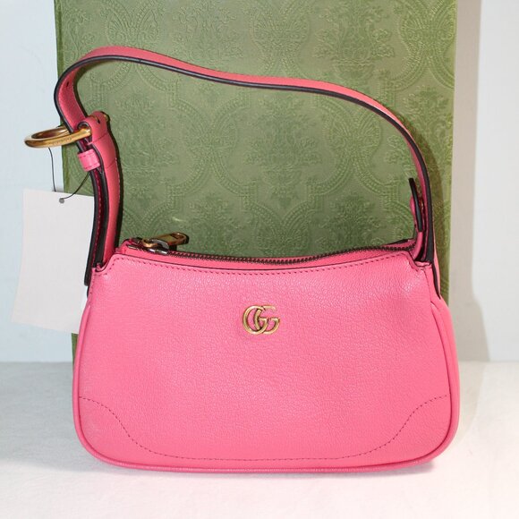 NWT Gucci GG Aphrodite Soft Goat Rhodamine Pink Mini Shoulder Bag 739076 - Picture 1 of 12